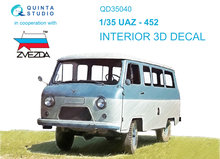 Quinta Studio QD35040 - UAZ-452 3D-Printed & coloured Interior on decal paper (for Zvezda kit) - 1:35