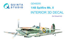 Quinta Studio QD48205 - Spitfire Mk.II 3D-Printed & coloured Interior on decal paper (for Eduard kit) - 1:48