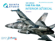 Quinta Studio QD48042 - F/A-18A 3D-Printed & coloured Interior on decal paper (for Kinetic kit) - 1:48