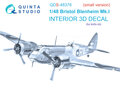 Quinta-Studio-QDS-48378-Bristol-Blenheim-Mk.I-3D-Printed-&amp;-coloured-Interior-on-decal-paper-(for-Airfix-kit)-Small-Version-1:48