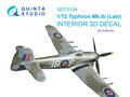 Quinta-Studio-QD72154--Typhoon-Mk.1B-Late-3D-Printed-&amp;-coloured-Interior-on-decal-paper-(Airfix)-1:72